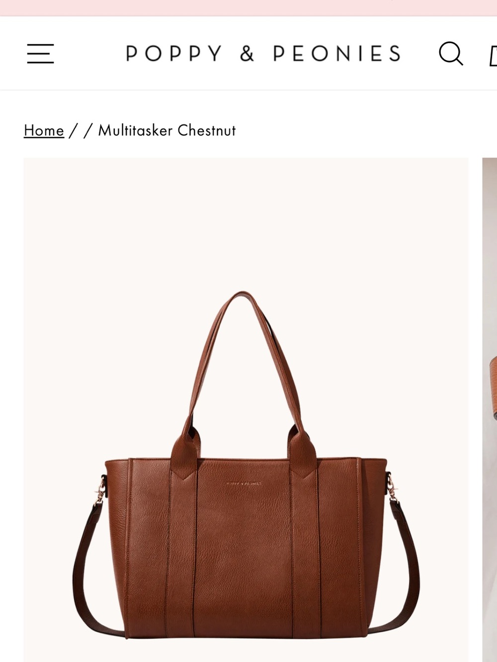 Poppy & Peonies Chestnut Brown Pebbled Multitasker Tote